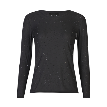 Liberté - Mesh Ls Sparkle T-Shirt - Black Diamond Dot